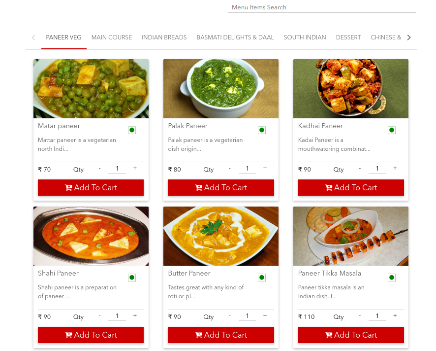 Online eMenu Food Ordering